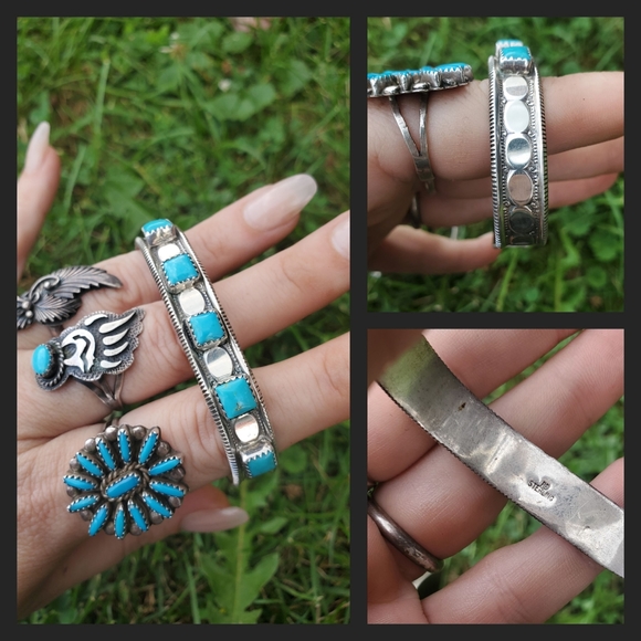 Rare Antique all natural Roysten/Cerrillios Turquoise Sterling Necklace. - Picture 5 of 15